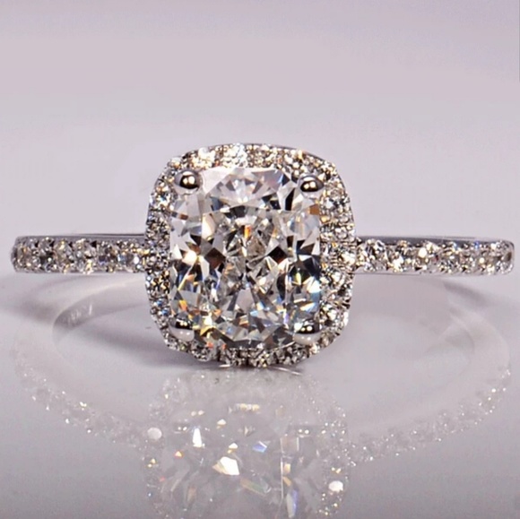 2 Carat Cushion Cut Engagement Ring - Picture 3 of 8
